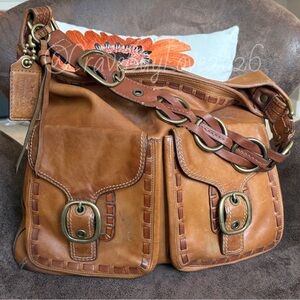 COACH BLEECKER LACED ELISA XL 11447 SLIM DUFFLE LEATHER SHOULDER BAG HOBO LOVED!